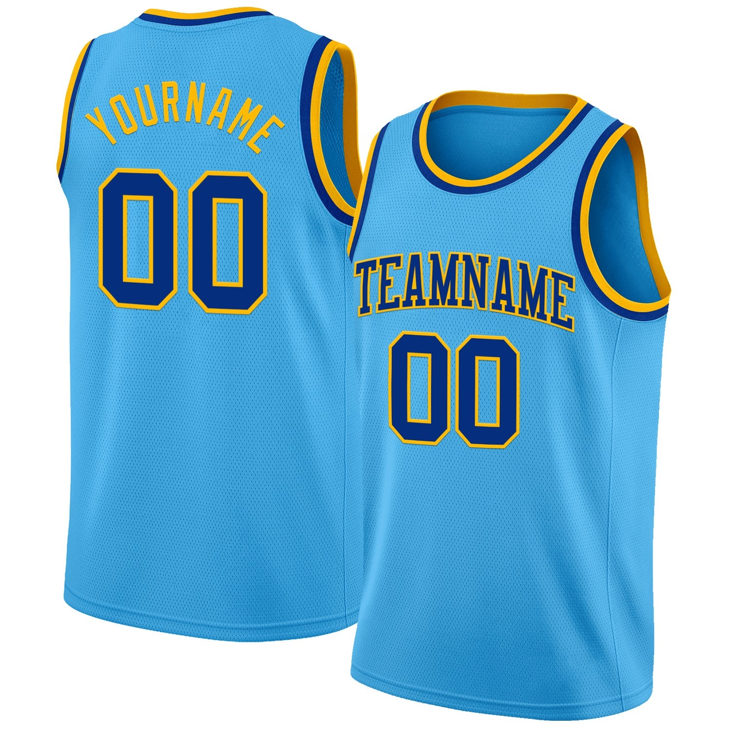 Custom Sky Blue Royal-Gold Authentic Basketball Jersey - Sky-Custom