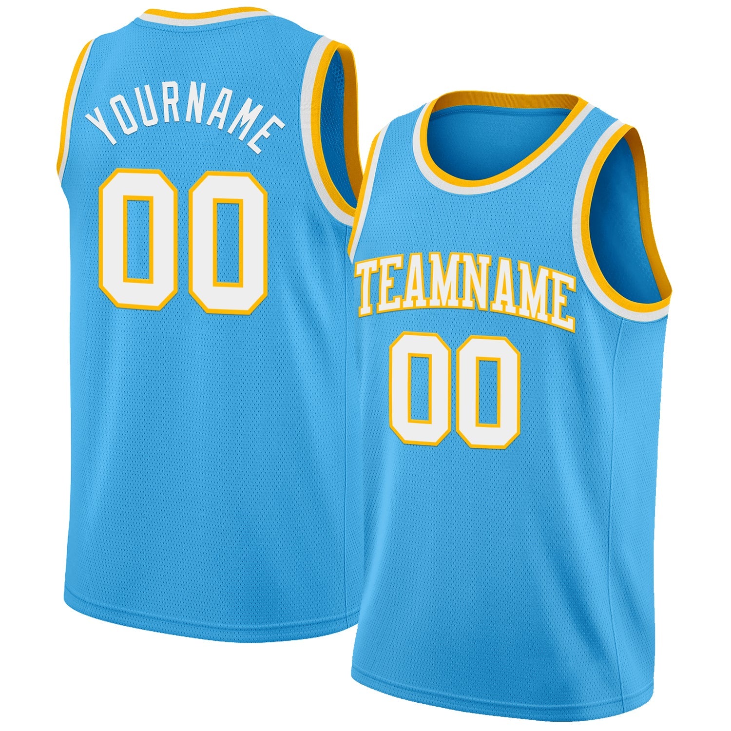 Custom Sky Blue White-Gold Authentic Basketball Jersey - Sky-Custom
