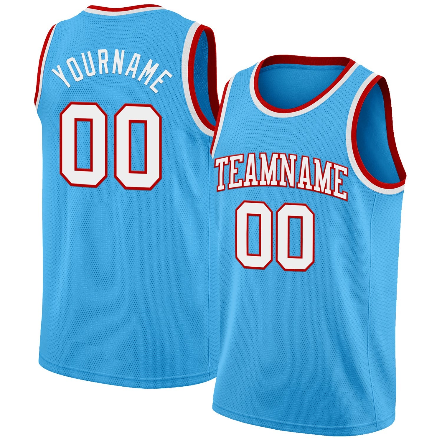 Custom Sky Blue White-Red Authentic Basketball Jersey - Sky-Custom