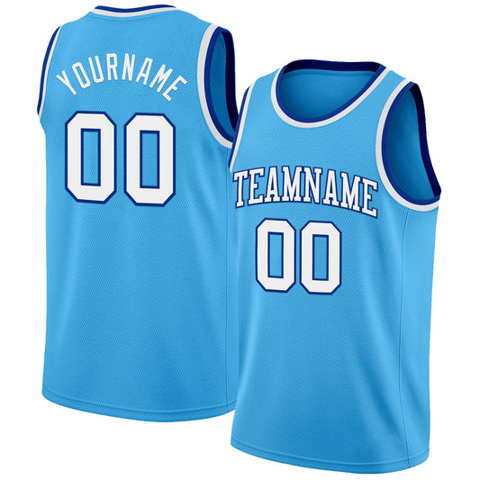 Custom Sky Blue White-Royal Authentic Basketball Jersey - Sky-Custom