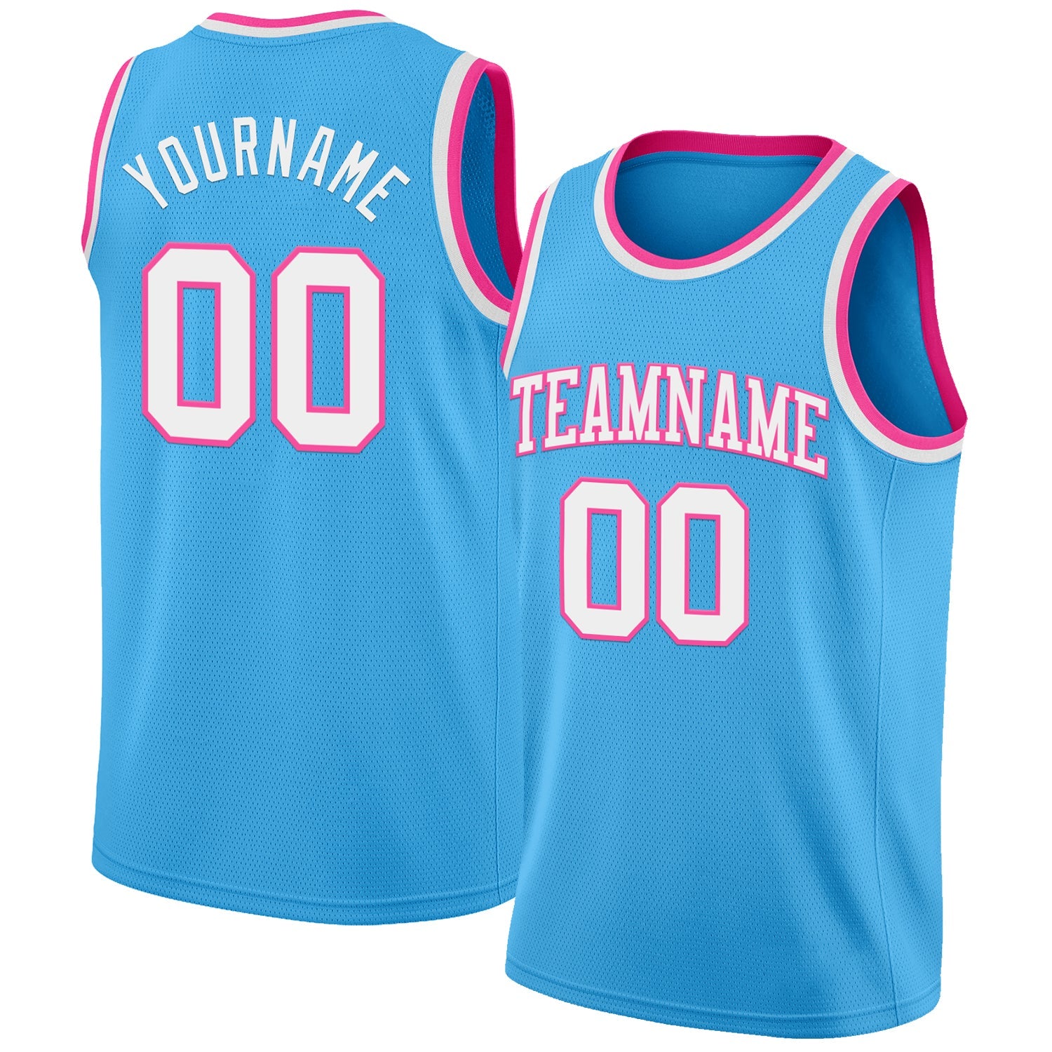 Custom Sky Blue White-Pink Authentic Basketball Jersey - Sky-Custom