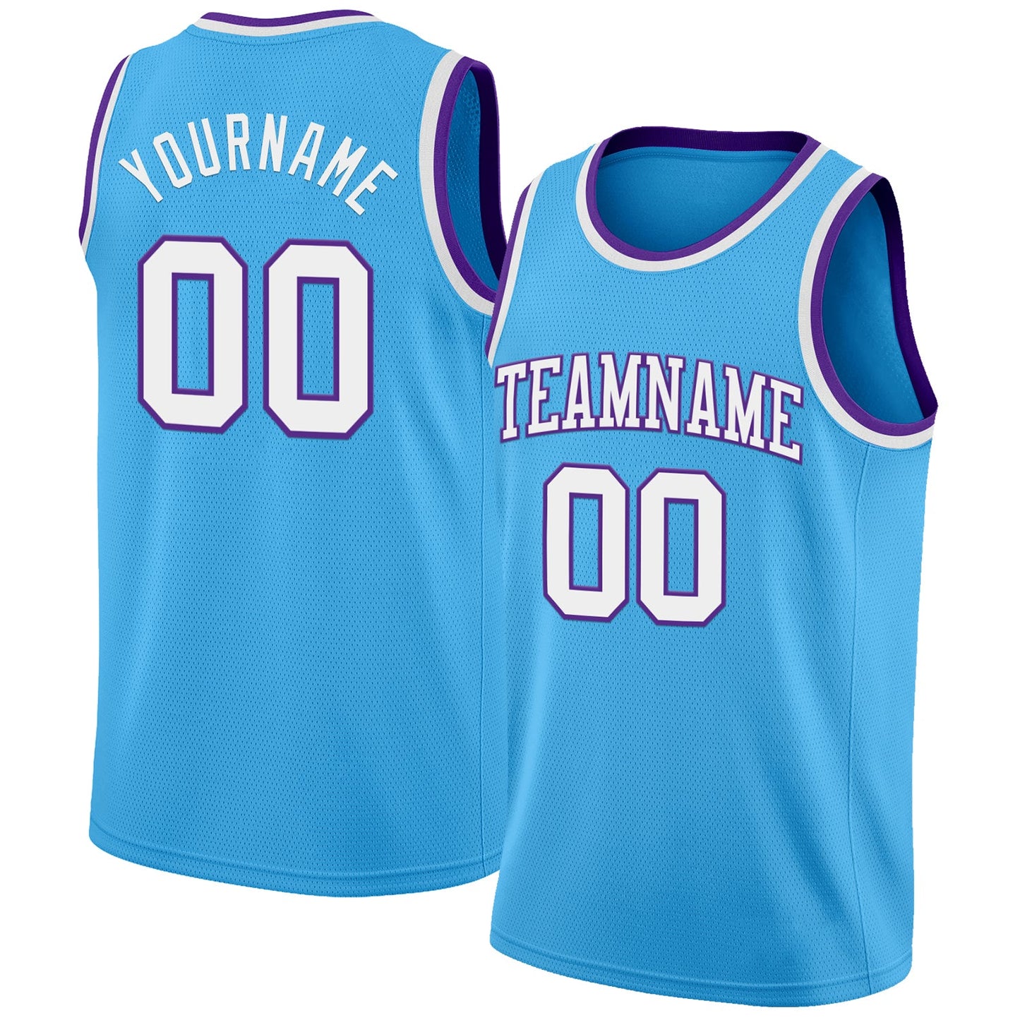 Custom Sky Blue White-Purple Authentic Basketball Jersey - Sky-Custom