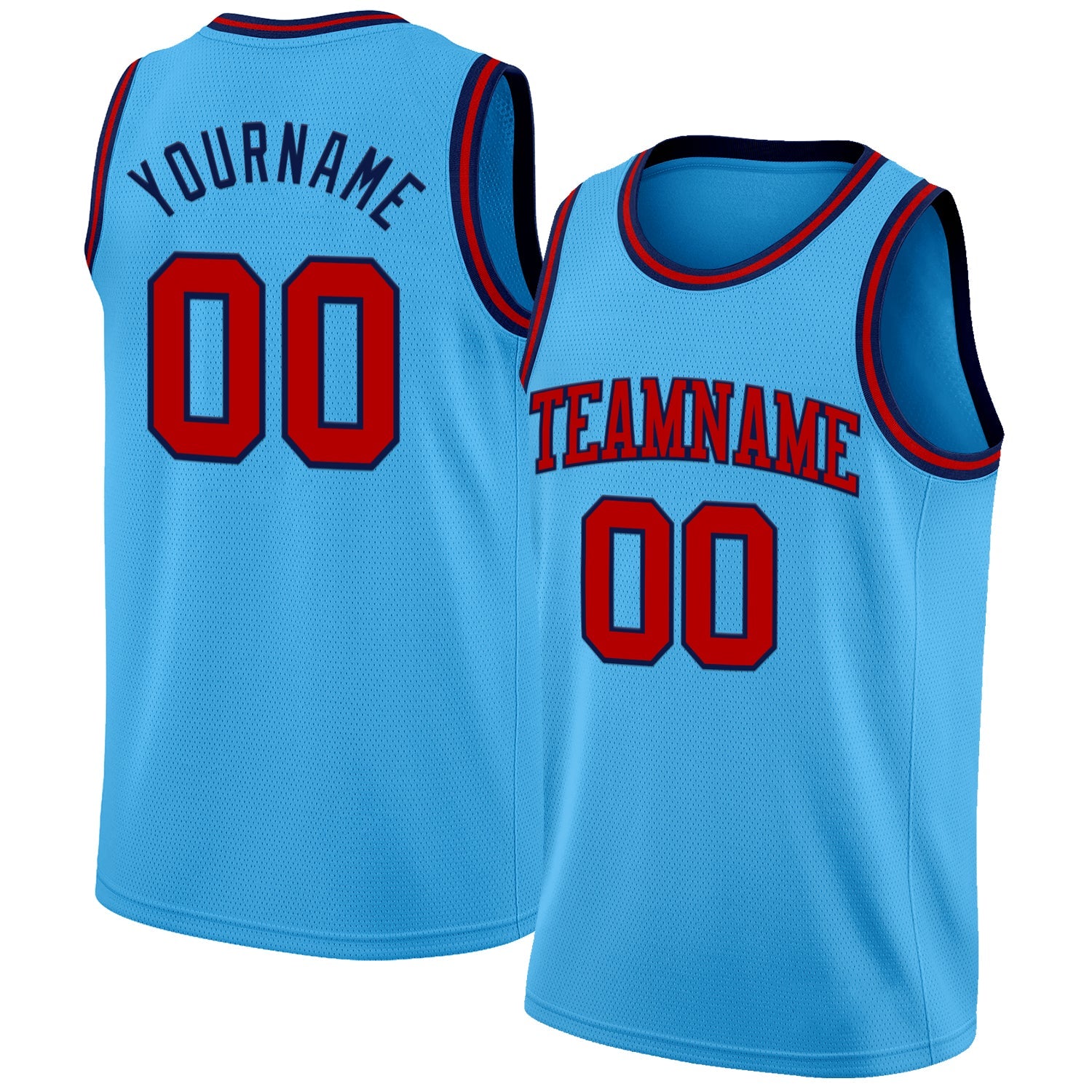 Custom Sky Blue Red-Navy Authentic Basketball Jersey - Sky-Custom