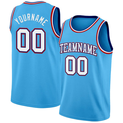 Custom Sky Blue White Royal-Red Authentic Basketball Jersey - Sky-Custom