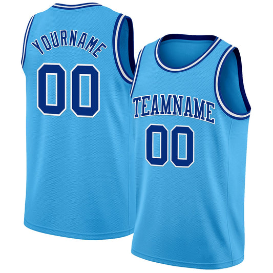 Custom Sky Blue Royal-White Authentic Basketball Jersey - Sky-Custom