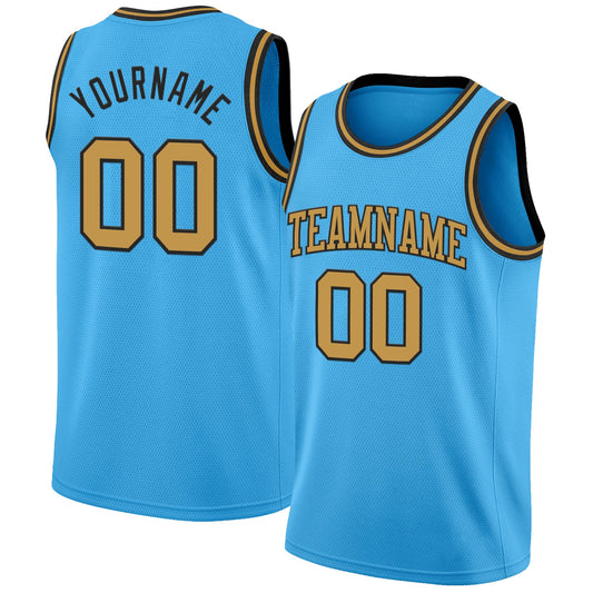Custom Sky Blue Old Gold-Black Authentic Basketball Jersey - Sky-Custom