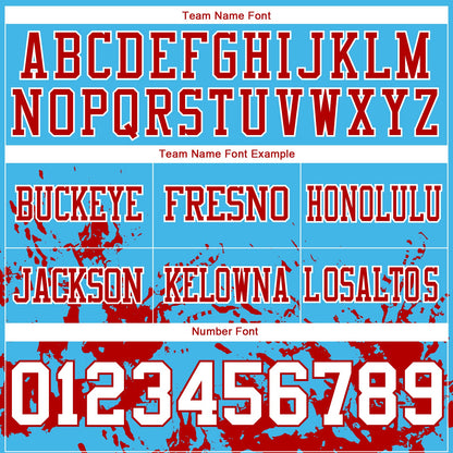 Custom Sky Blue White-Red Splash Mesh Authentic Football Jersey - Sky-Custom