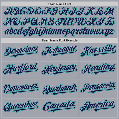 Custom Gray Navy Pinstripe Teal Authentic Sleeveless Baseball Jersey - Sky-Custom