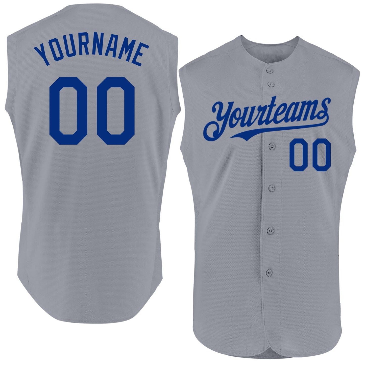 Custom Gray Royal Authentic Sleeveless Baseball Jersey - Sky-Custom