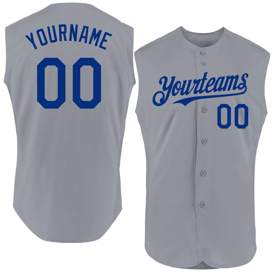 Custom Gray Royal Authentic Sleeveless Baseball Jersey - Sky-Custom