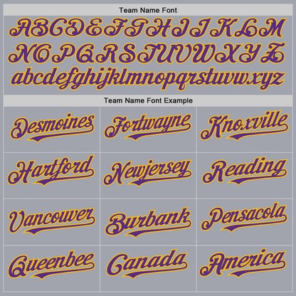 Custom Gray Purple-Gold Authentic Sleeveless Baseball Jersey - Sky-Custom