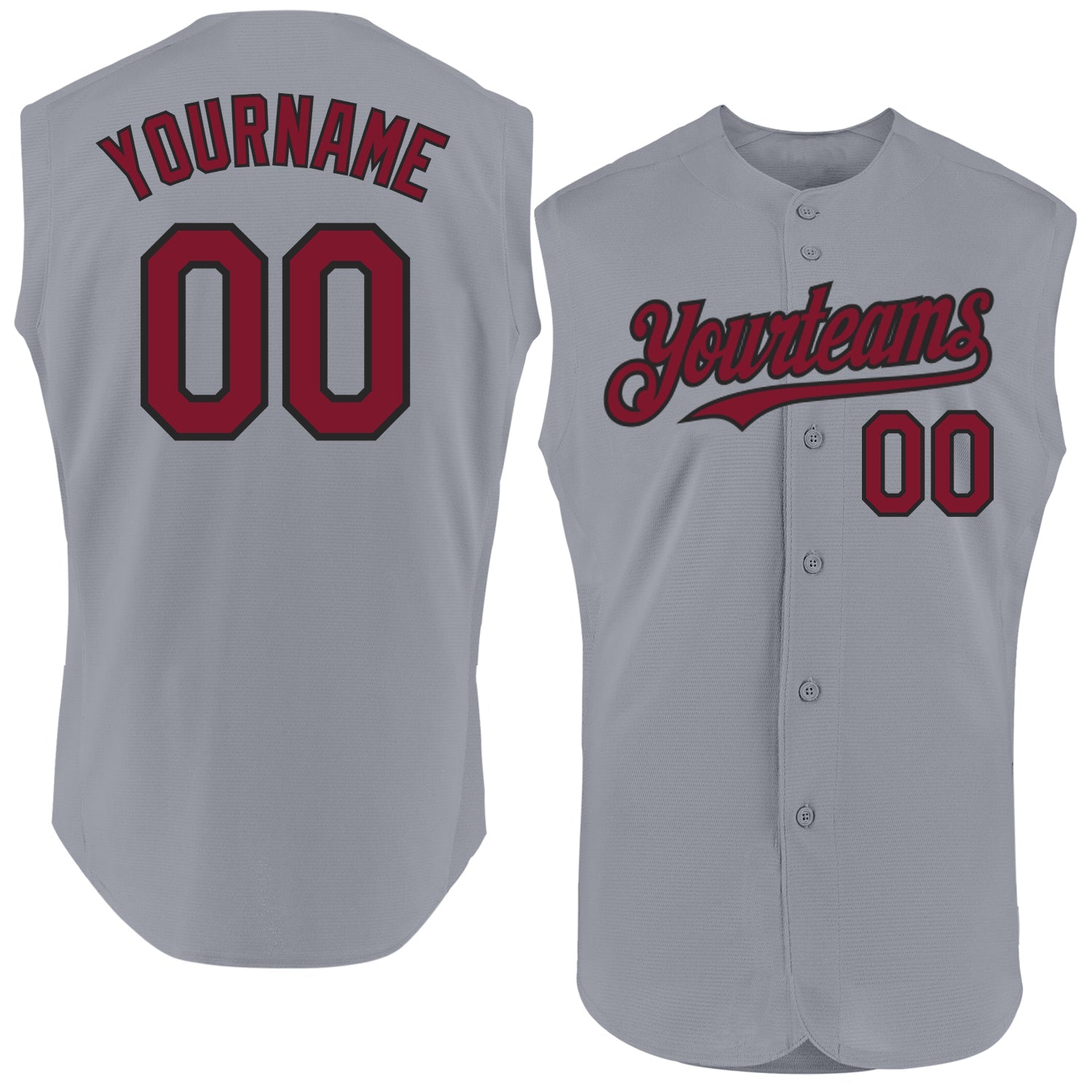 Custom Gray Crimson-Black Authentic Sleeveless Baseball Jersey - Sky-Custom
