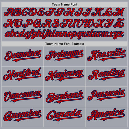 Custom Gray Red-Navy Authentic Sleeveless Baseball Jersey - Sky-Custom