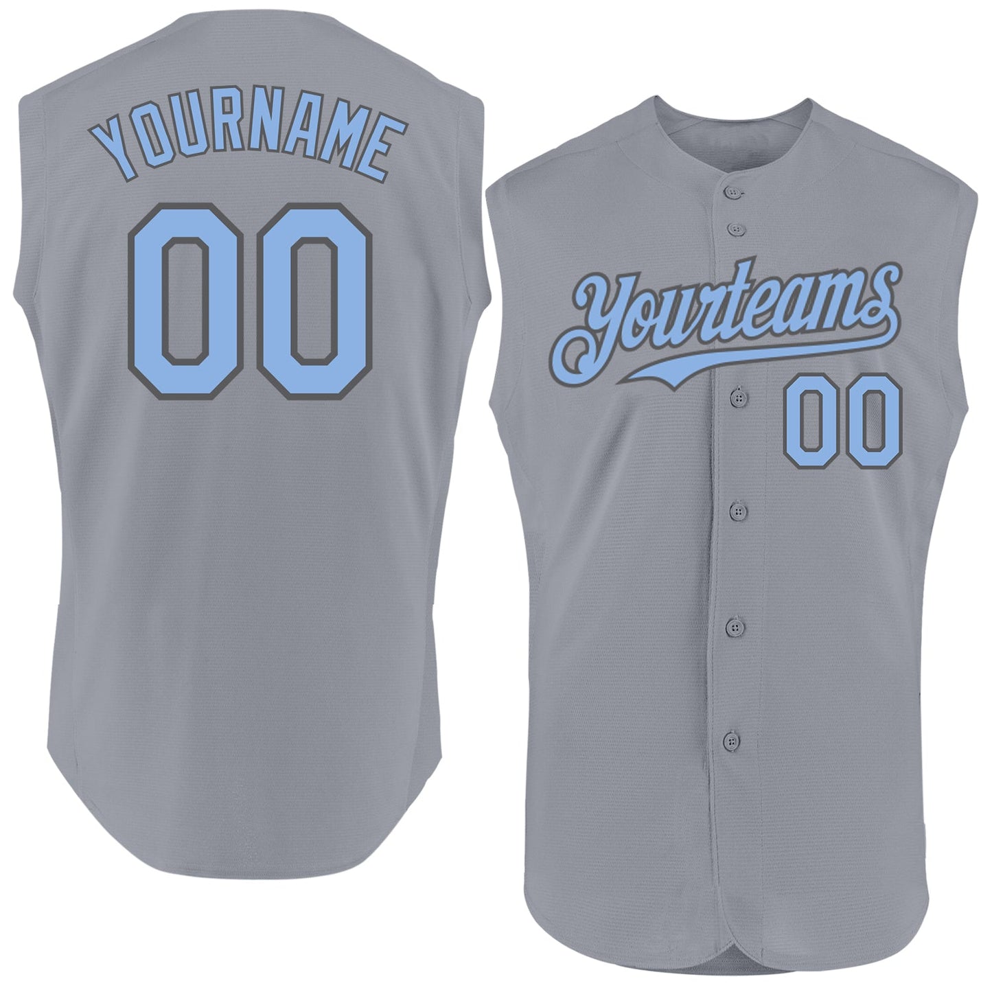 Custom Gray Light Blue-Steel Gray Authentic Sleeveless Baseball Jersey - Sky-Custom