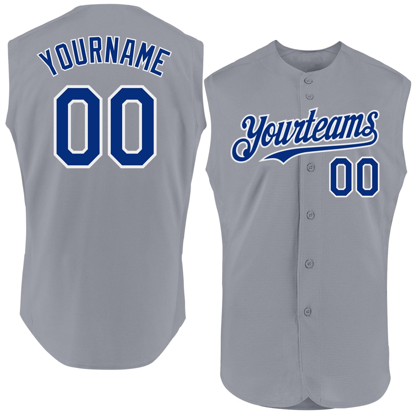 Custom Gray Royal-White Authentic Sleeveless Baseball Jersey - Sky-Custom
