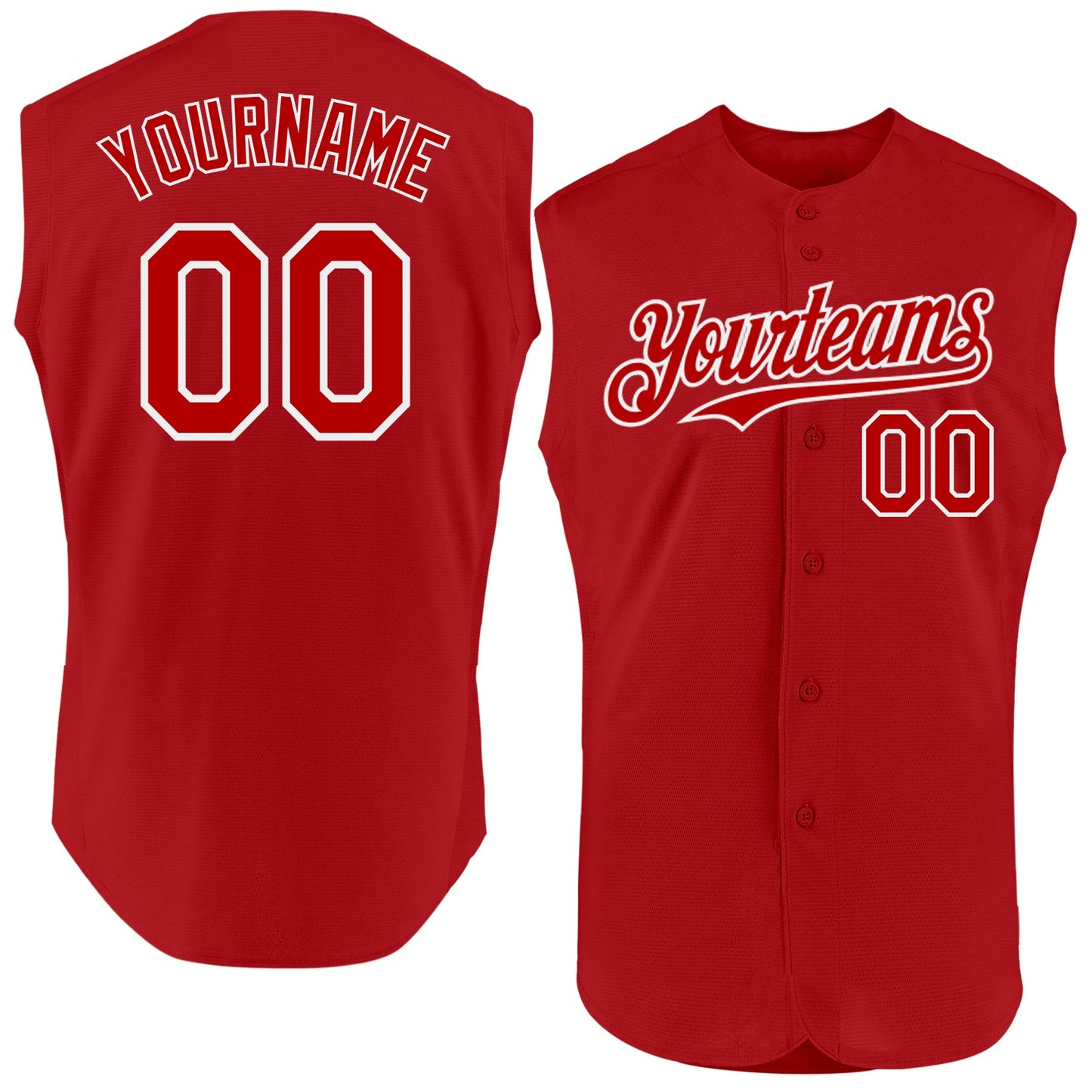 Custom Red White Authentic Sleeveless Baseball Jersey - Sky-Custom