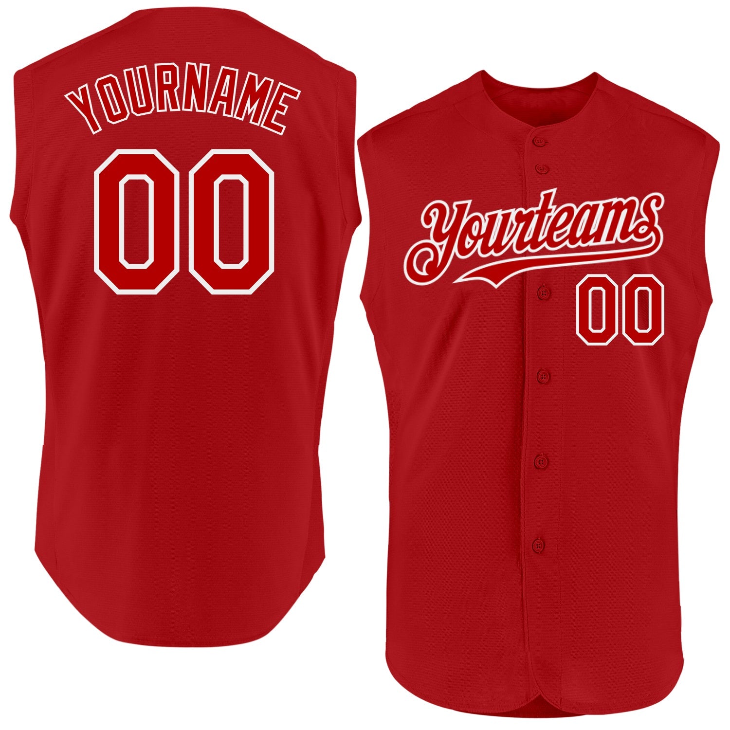 Custom Red White Authentic Sleeveless Baseball Jersey - Sky-Custom