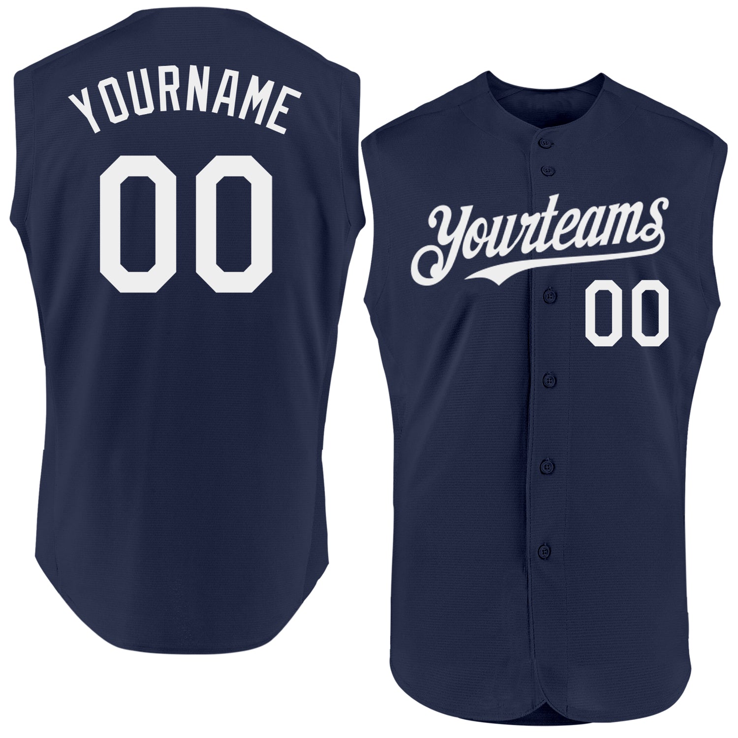 Custom Navy White Authentic Sleeveless Baseball Jersey - Sky-Custom