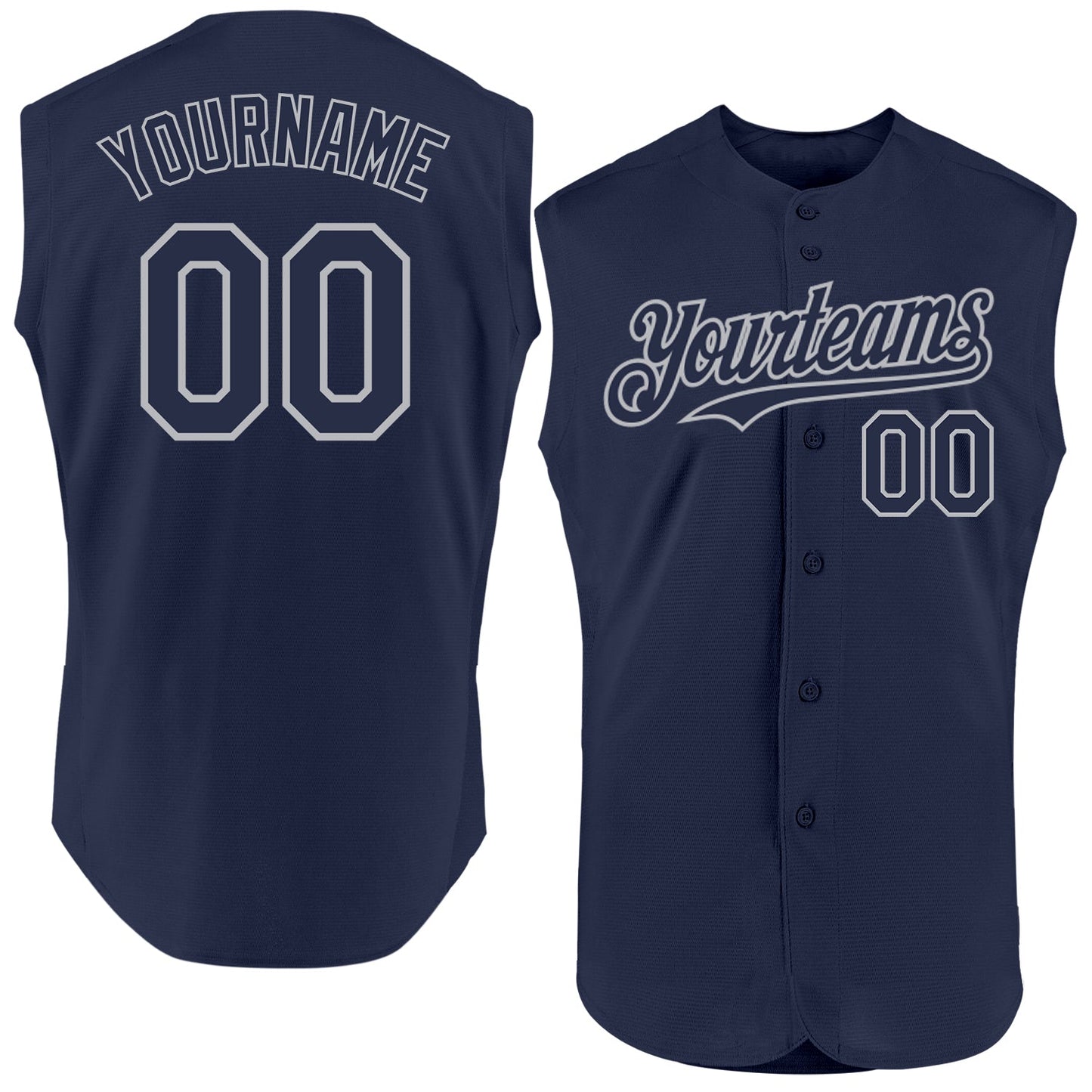 Custom Navy Gray Authentic Sleeveless Baseball Jersey - Sky-Custom