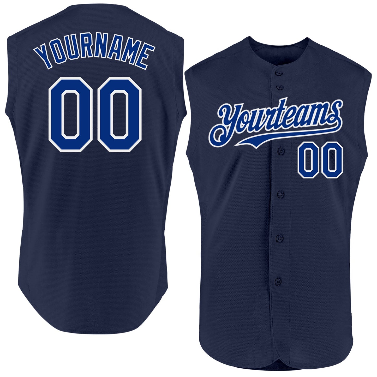 Custom Navy Royal-White Authentic Sleeveless Baseball Jersey - Sky-Custom