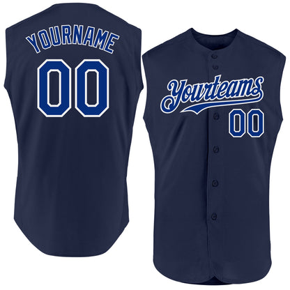 Custom Navy Royal-White Authentic Sleeveless Baseball Jersey - Sky-Custom