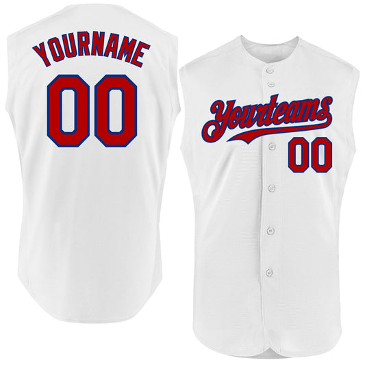 Custom White Red-Royal Authentic Sleeveless Baseball Jersey - Sky-Custom