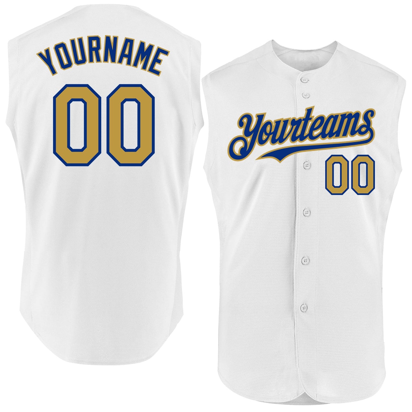 Custom White Old Gold-Royal Authentic Sleeveless Baseball Jersey - Sky-Custom