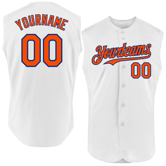 Custom White Orange-Royal Authentic Sleeveless Baseball Jersey - Sky-Custom