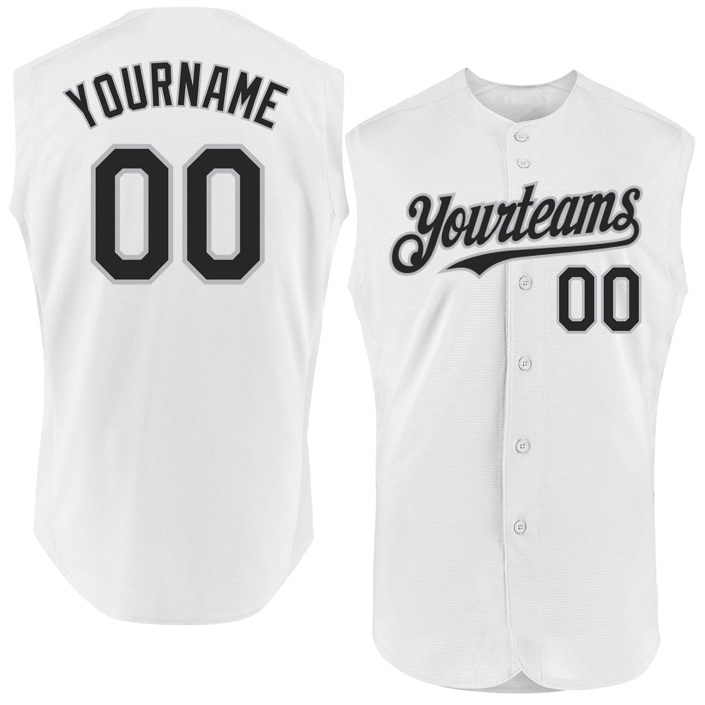 Custom White Black-Gray Authentic Sleeveless Baseball Jersey - Sky-Custom