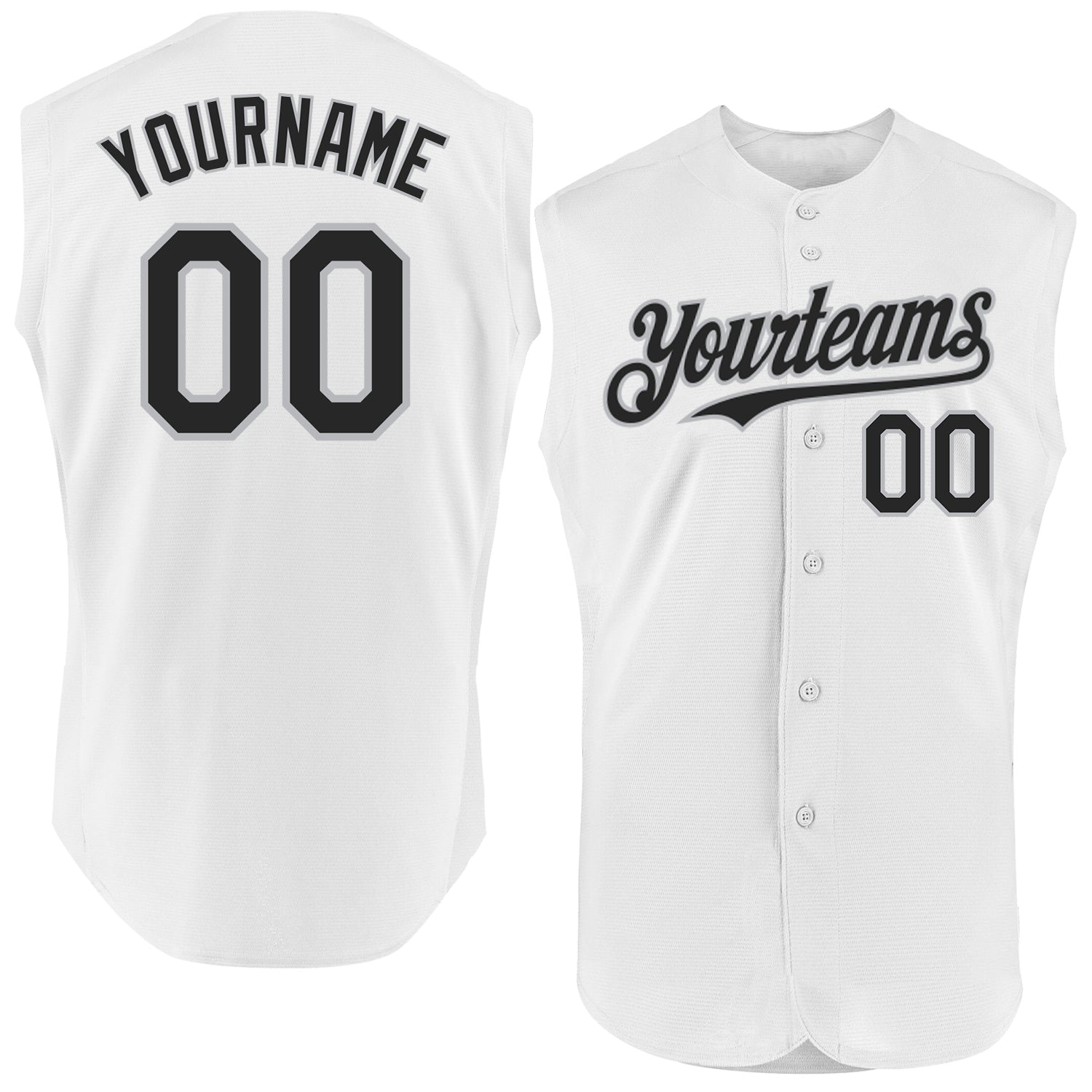 Custom White Black-Gray Authentic Sleeveless Baseball Jersey - Sky-Custom