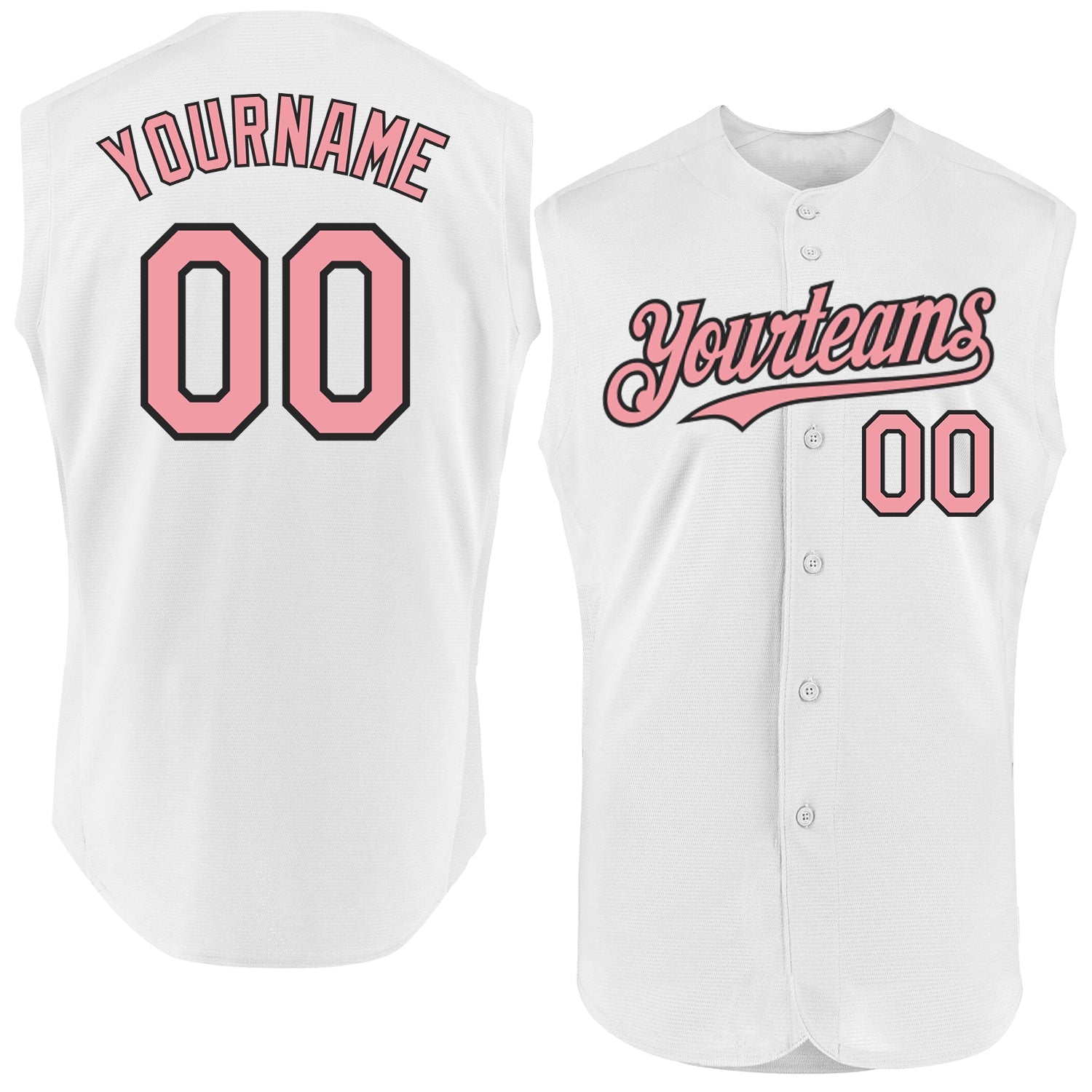 Custom White Medium Pink-Black Authentic Sleeveless Baseball Jersey - Sky-Custom