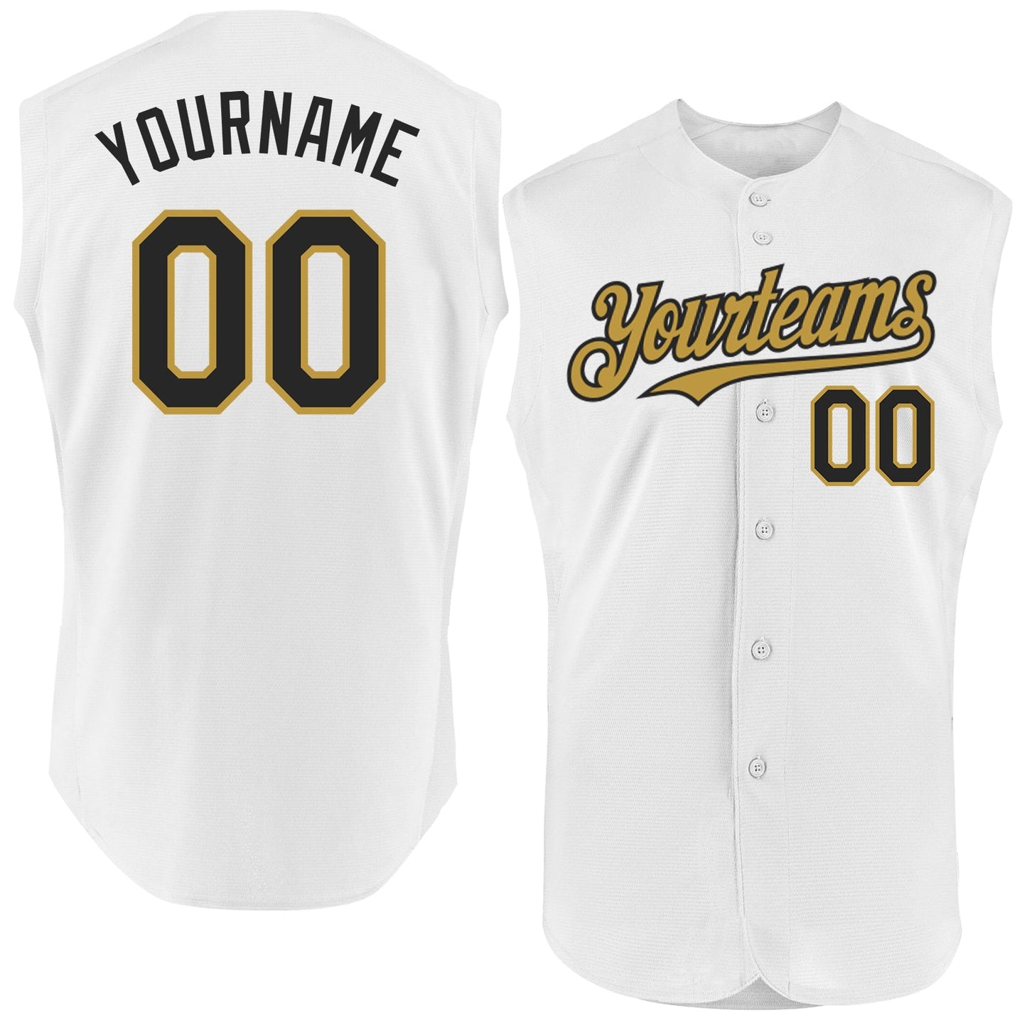 Custom White Black-Old Gold Authentic Sleeveless Baseball Jersey - Sky-Custom