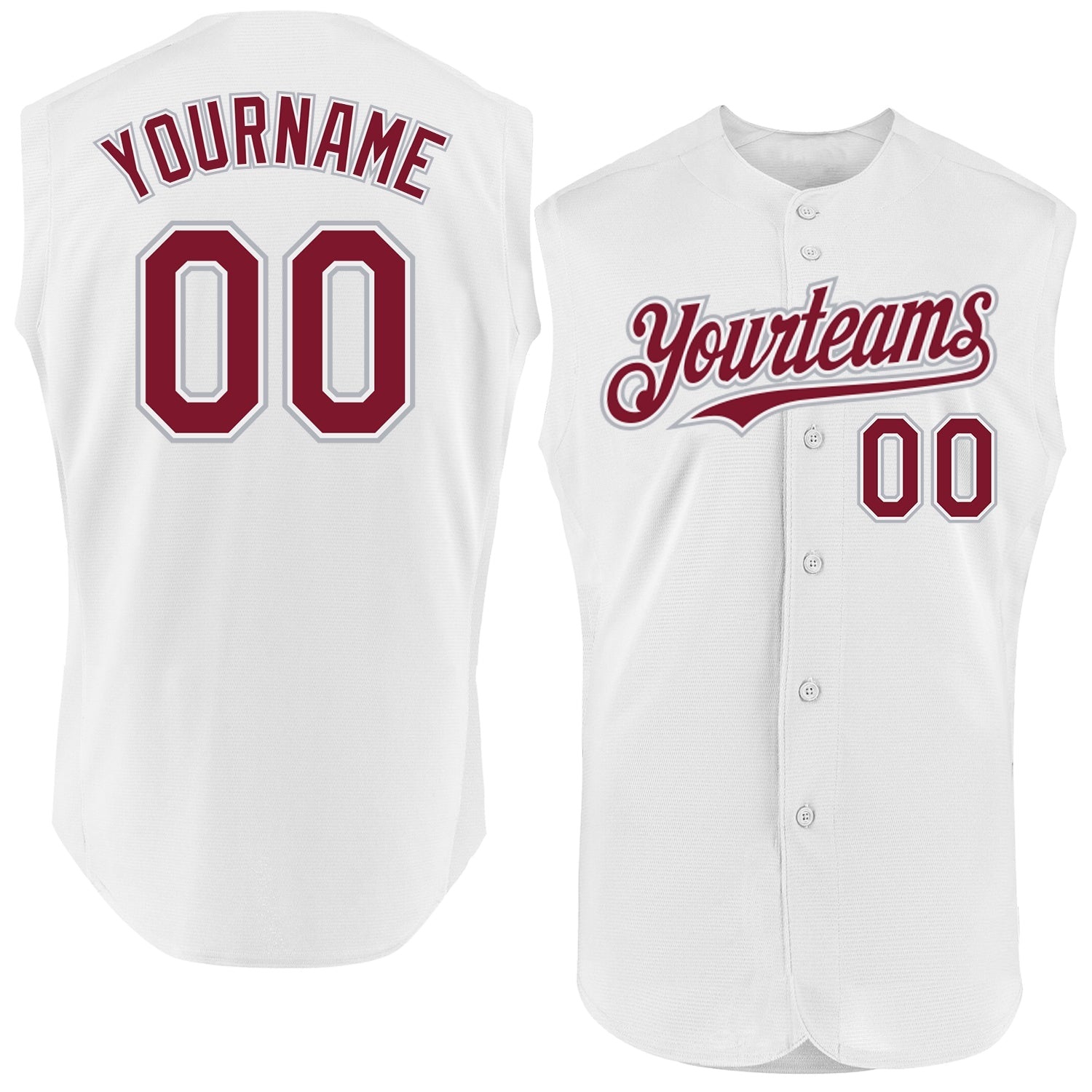 Custom White Crimson-Gray Authentic Sleeveless Baseball Jersey - Sky-Custom