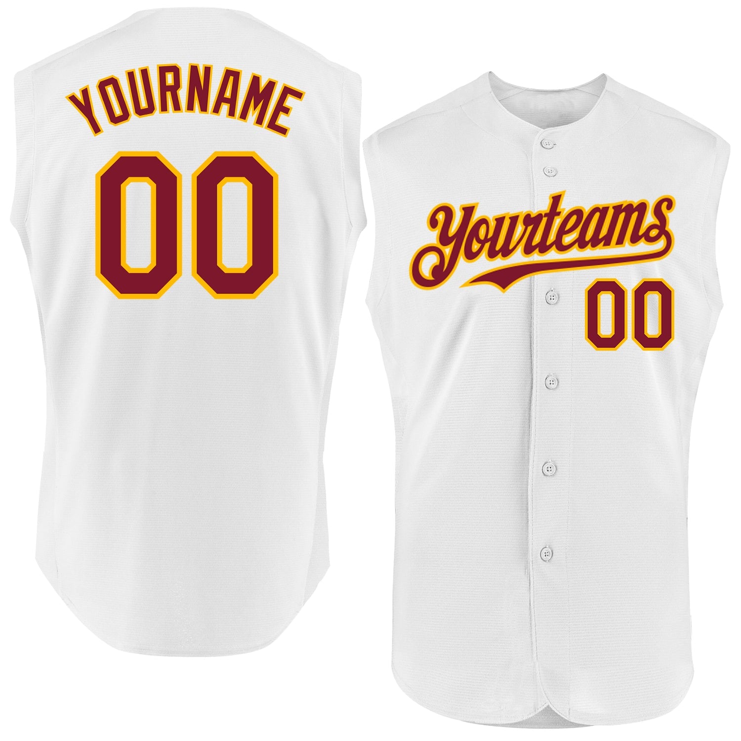 Custom White Crimson-Gold Authentic Sleeveless Baseball Jersey - Sky-Custom