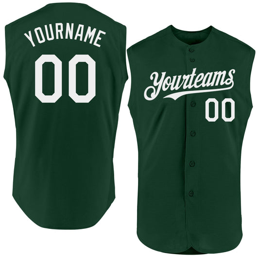 Custom Green White Authentic Sleeveless Baseball Jersey - Sky-Custom