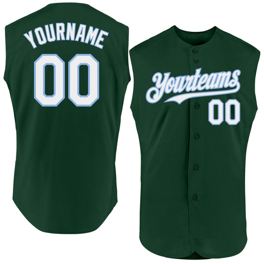 Custom Green White-Light Blue Authentic Sleeveless Baseball Jersey - Sky-Custom