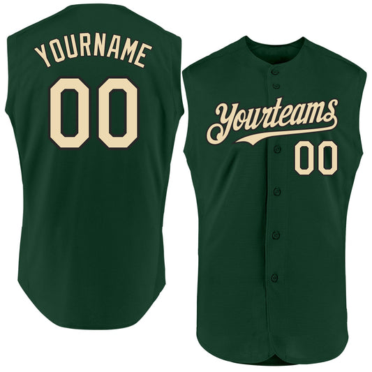 Custom Green Cream-Black Authentic Sleeveless Baseball Jersey - Sky-Custom
