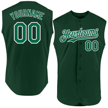 Custom Green Kelly Green-White Authentic Sleeveless Baseball Jersey - Sky-Custom