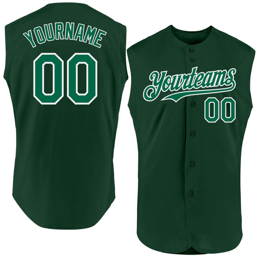 Custom Green Kelly Green-White Authentic Sleeveless Baseball Jersey - Sky-Custom