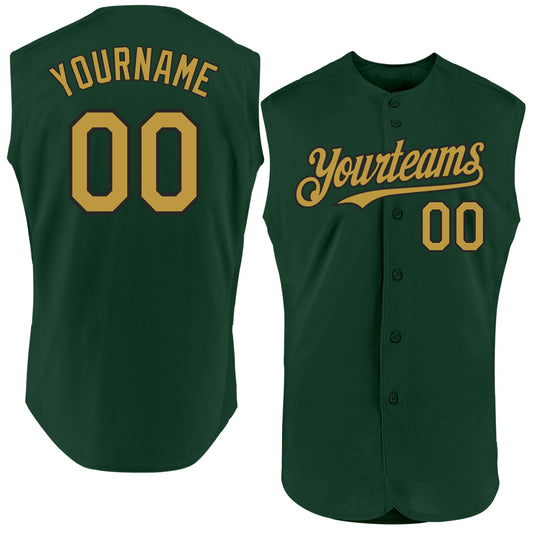 Custom Green Old Gold-Black Authentic Sleeveless Baseball Jersey - Sky-Custom