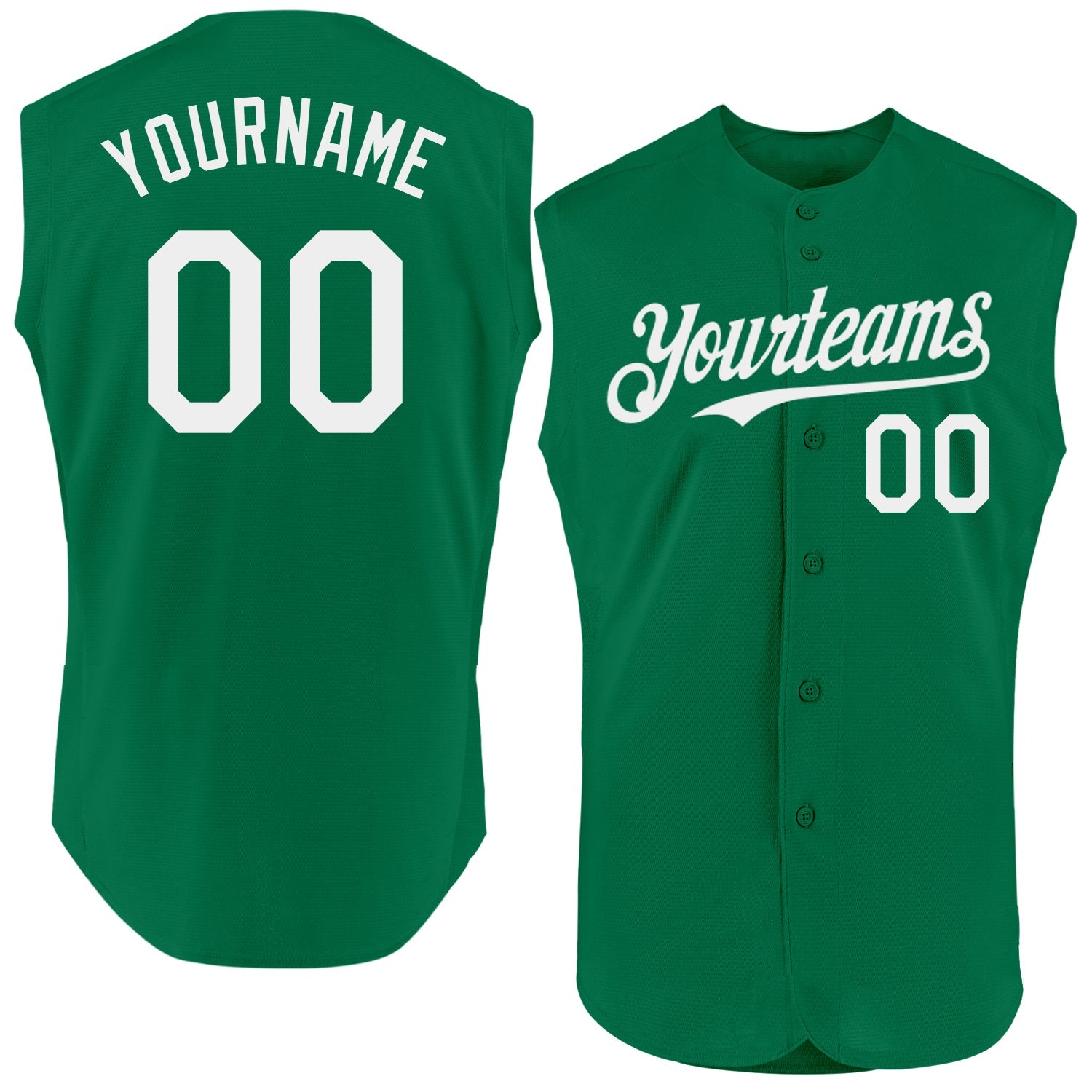 Custom Kelly Green White Authentic Sleeveless Baseball Jersey - Sky-Custom