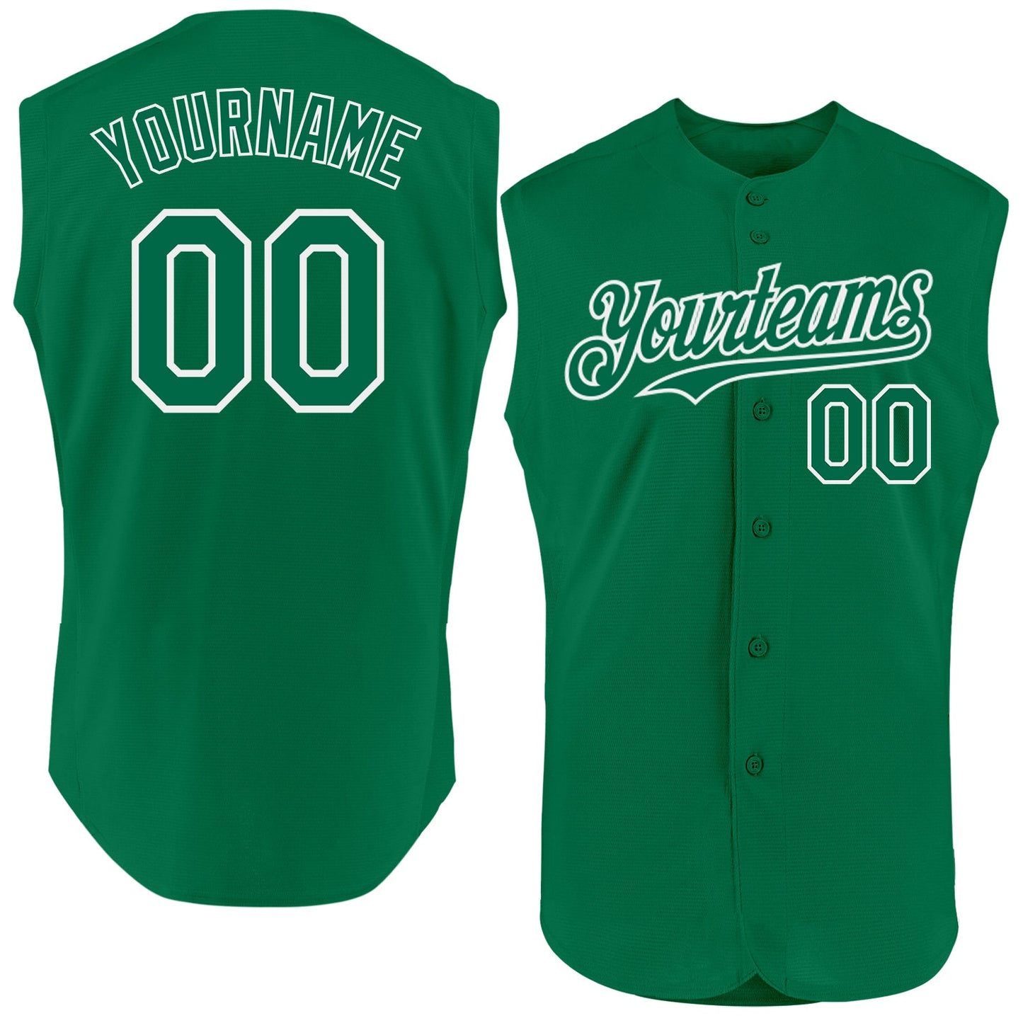 Custom Kelly Green White Authentic Sleeveless Baseball Jersey - Sky-Custom