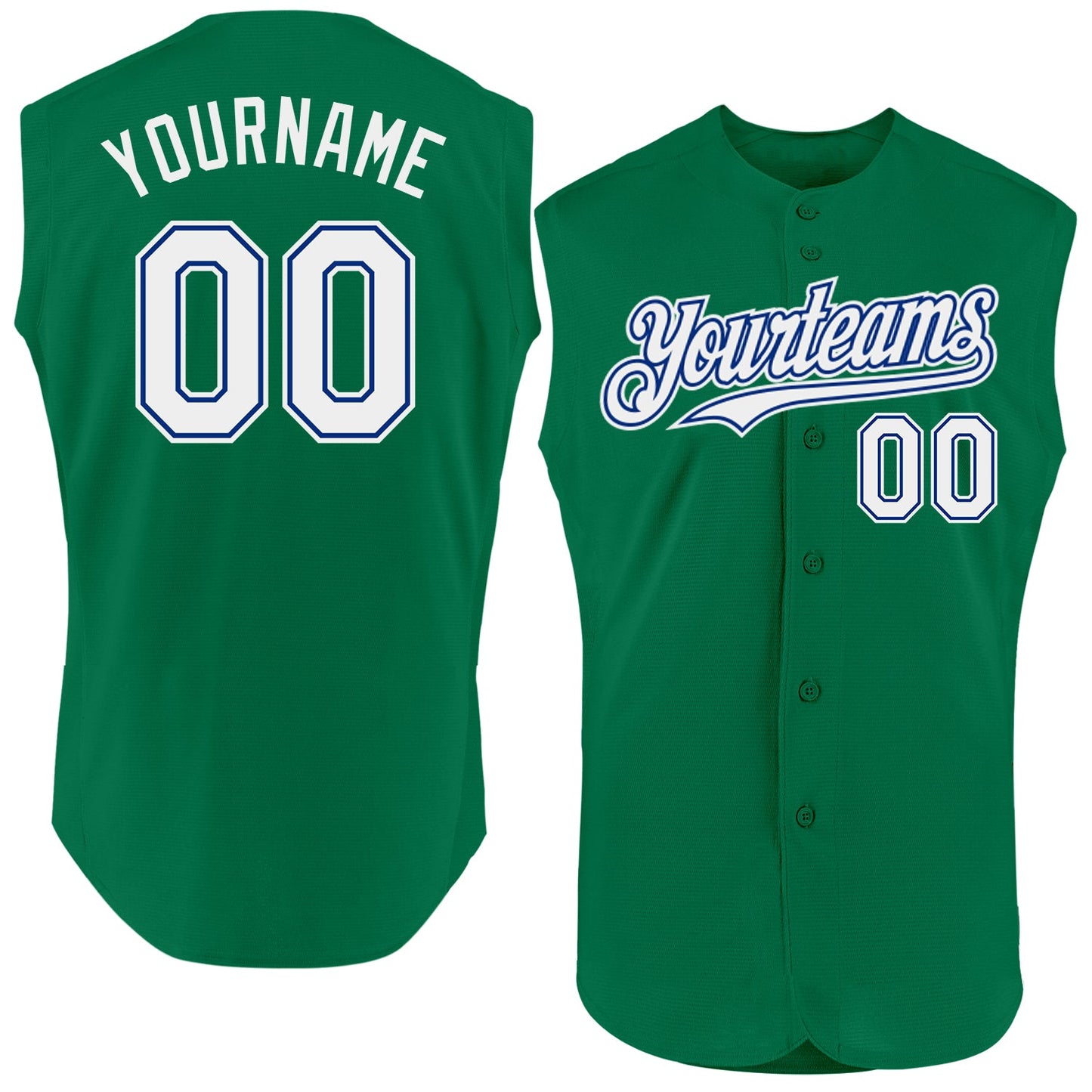 Custom Kelly Green White-Royal Authentic Sleeveless Baseball Jersey - Sky-Custom
