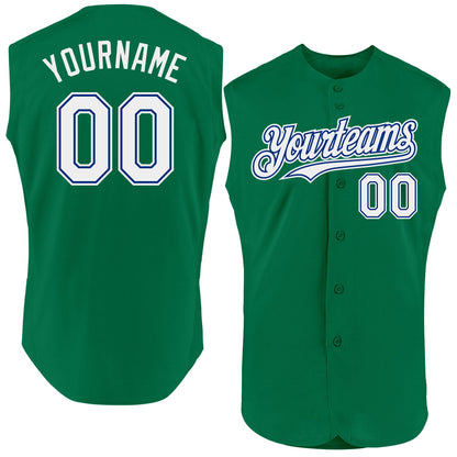 Custom Kelly Green White-Royal Authentic Sleeveless Baseball Jersey - Sky-Custom