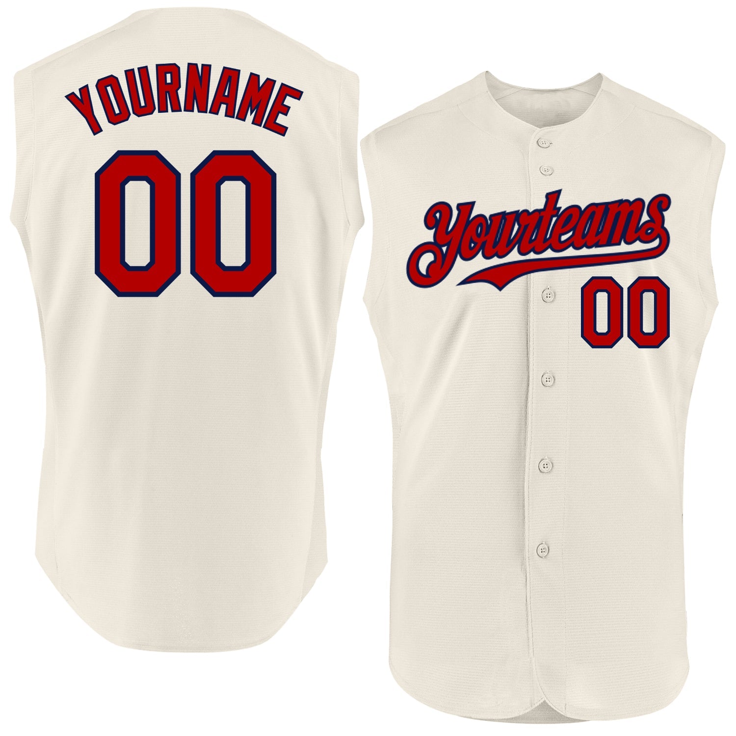Custom Cream Red-Navy Authentic Sleeveless Baseball Jersey - Sky-Custom