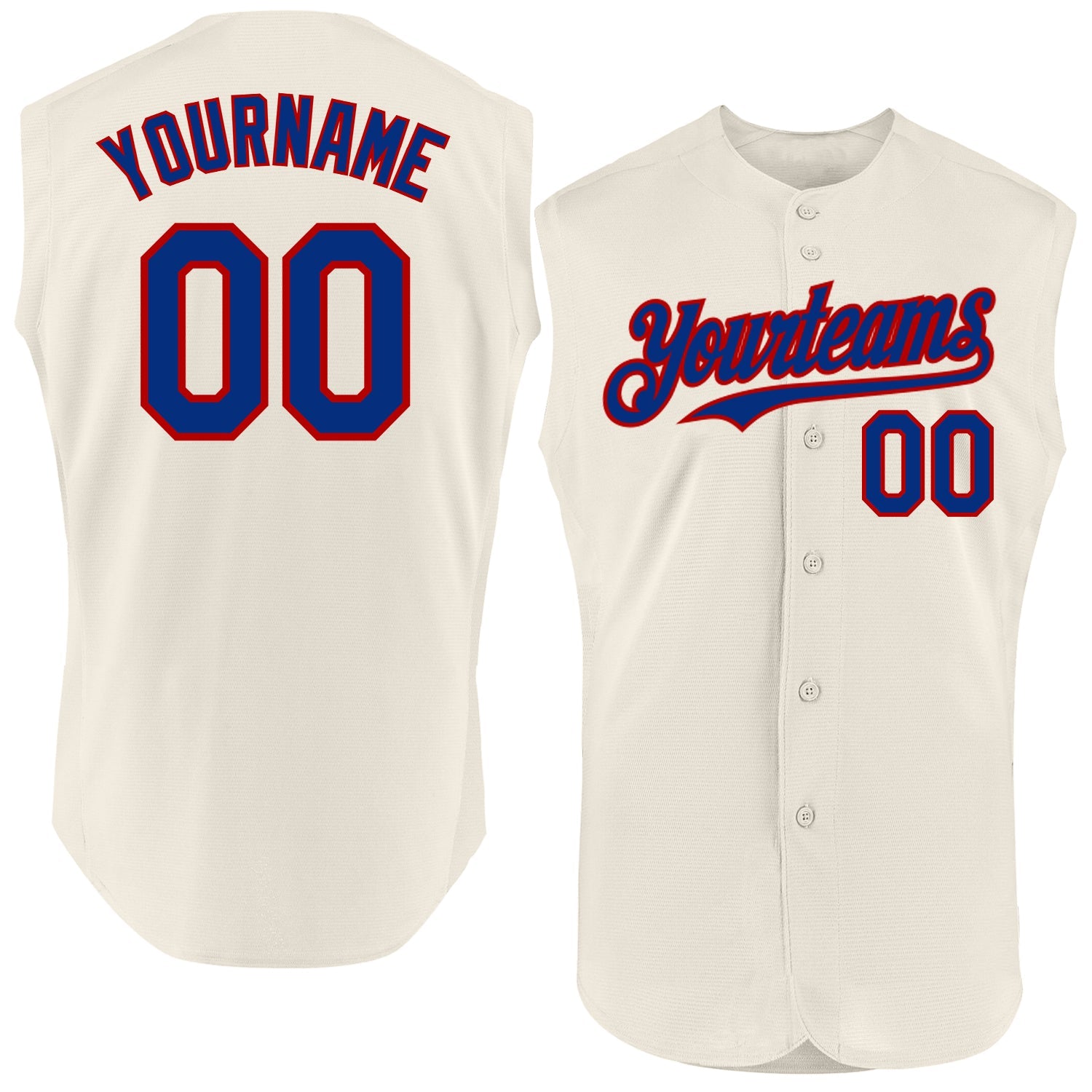 Custom Cream Royal-Red Authentic Sleeveless Baseball Jersey - Sky-Custom