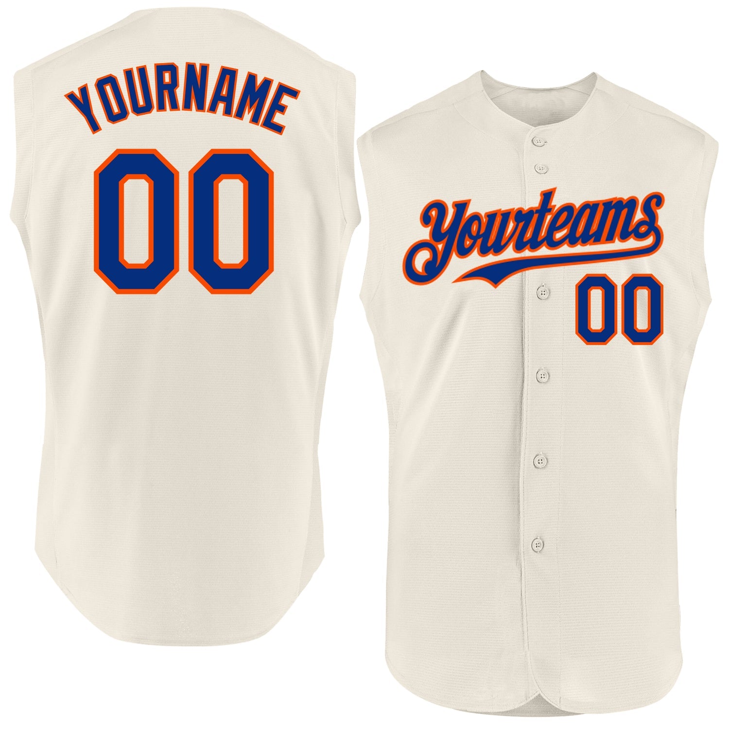 Custom Cream Royal-Orange Authentic Sleeveless Baseball Jersey - Sky-Custom