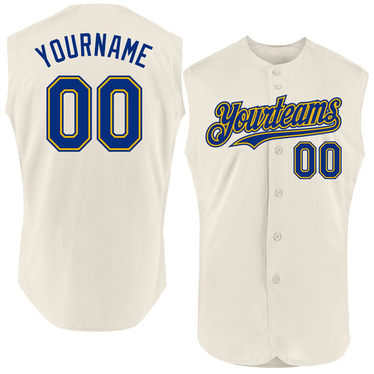 Custom Cream Royal-Gold Authentic Sleeveless Baseball Jersey - Sky-Custom