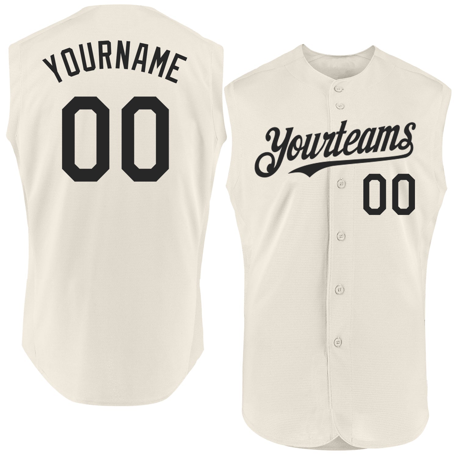 Custom Cream Black Authentic Sleeveless Baseball Jersey - Sky-Custom