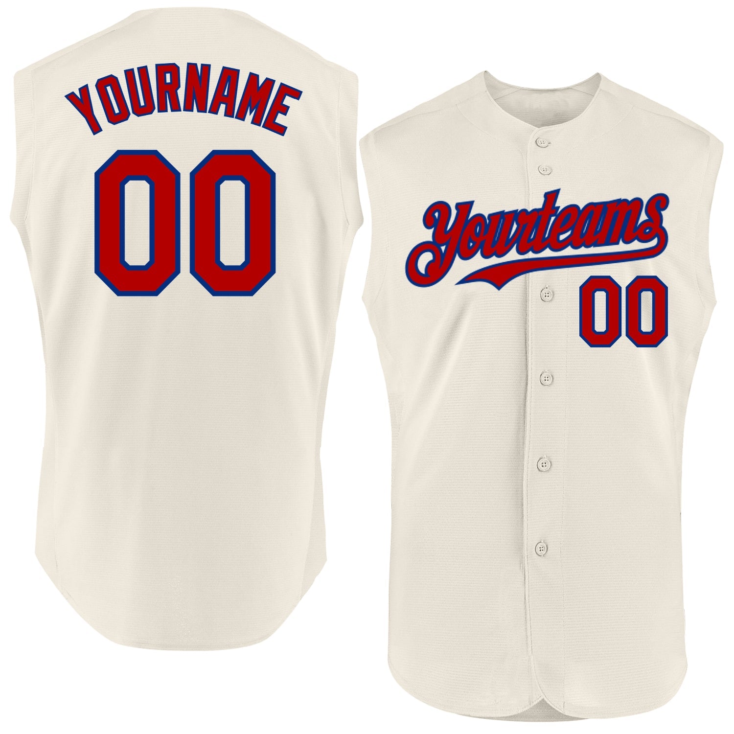 Custom Cream Red-Royal Authentic Sleeveless Baseball Jersey - Sky-Custom